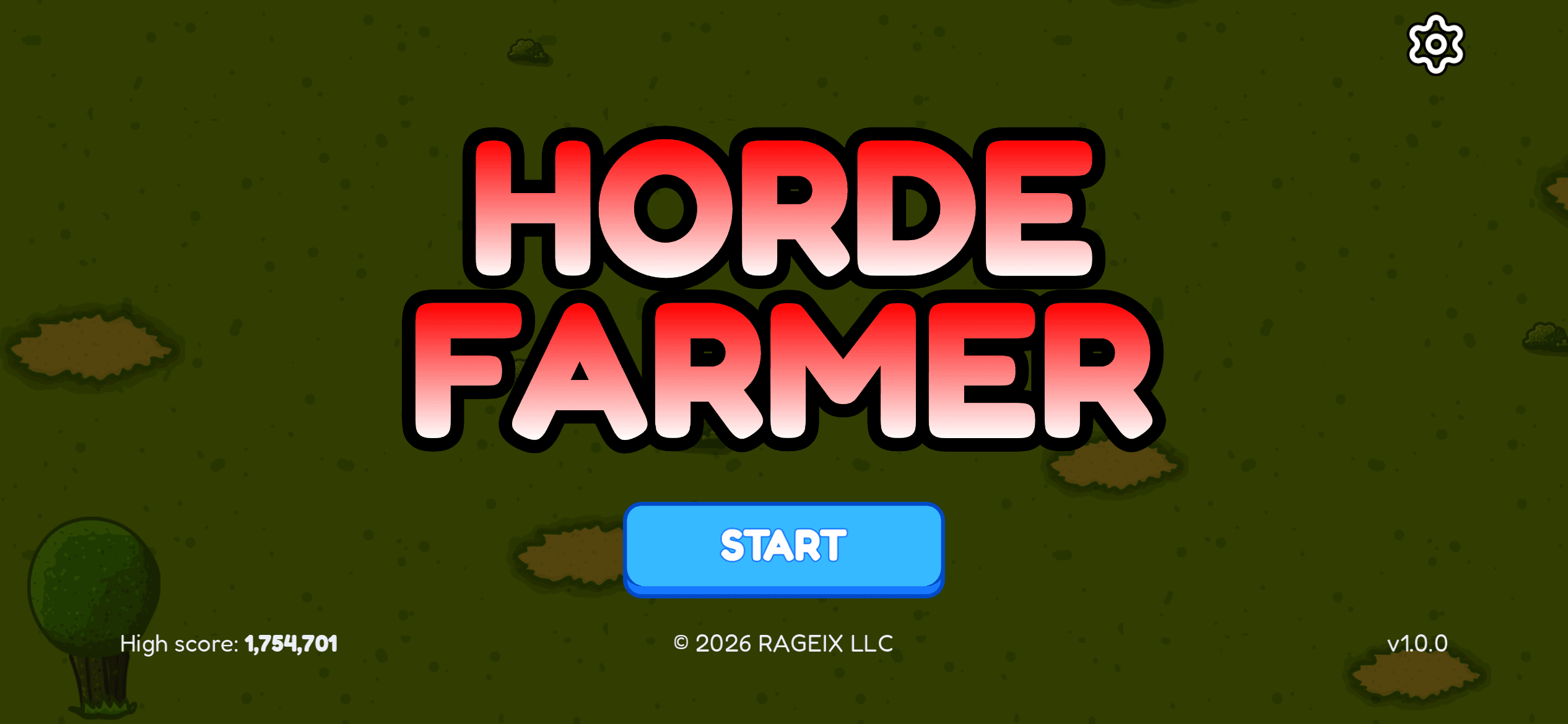 Horde Farmer title screen on iPhone showing a high score of 1,754,701